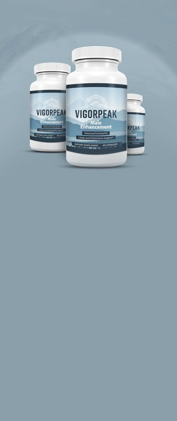 Vigor Peak bottle beside its two-capsule daily serving information